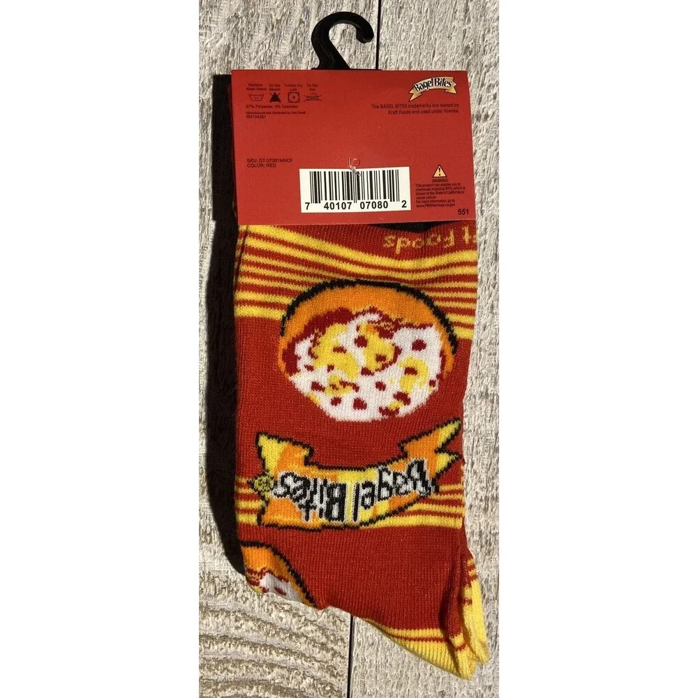 Bagel Bites Print Novelty Crew Socks - Men’s Size 6-12 - D040